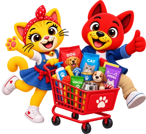 Red y Yellow, personajes del Club de Perros y Gatos