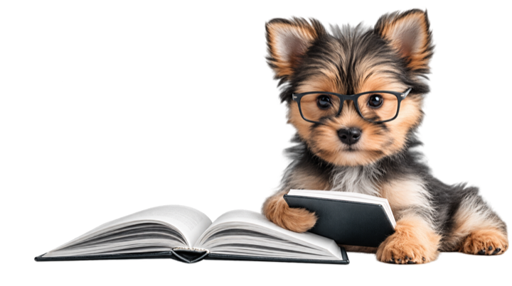 Perrito con libros, del banco del Club