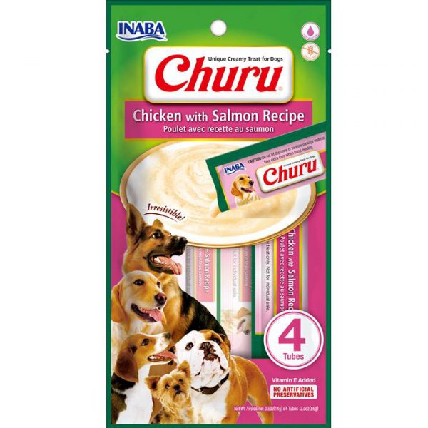 INABA CHURU PERRO 4 TUBOS 56 GRS - Pollo con Salmón