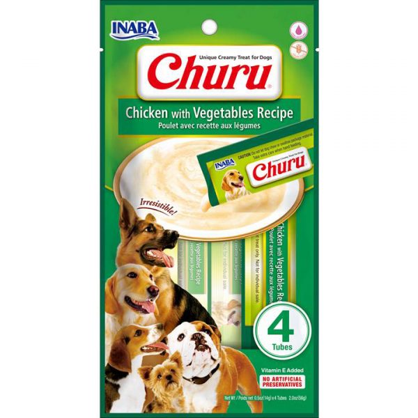 INABA CHURU PERRO 4 TUBOS 56 GRS - Pollo con Vegetales