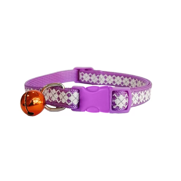 Collar Para Gato Reflectante Cascabel - Lila