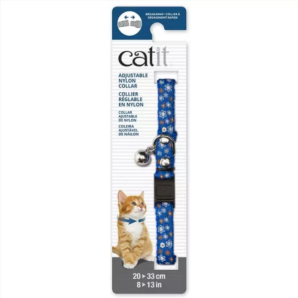 Catit collar ajustable azul flores