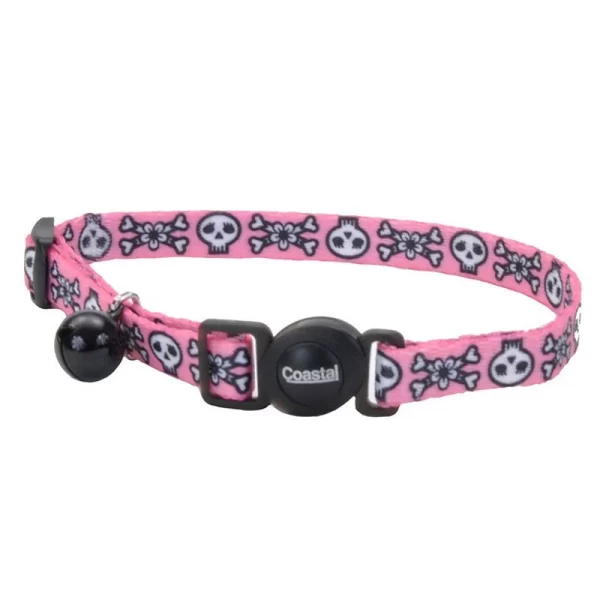 Coastal fashion collar cat pink skulls