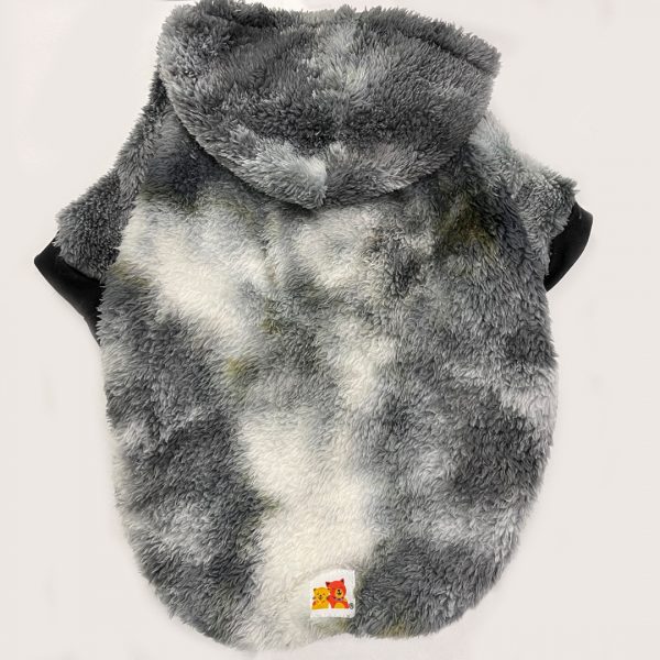 Poleron Peludo Bicolor Negro Con Gorro