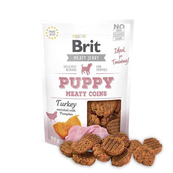 BRIT MEATY JERKY PUPPY MEATY COINS 80 GR