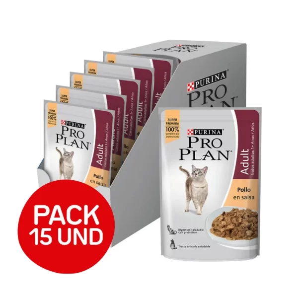 Pack Pro Plan pouch gato adulto pollo 85gr 15und