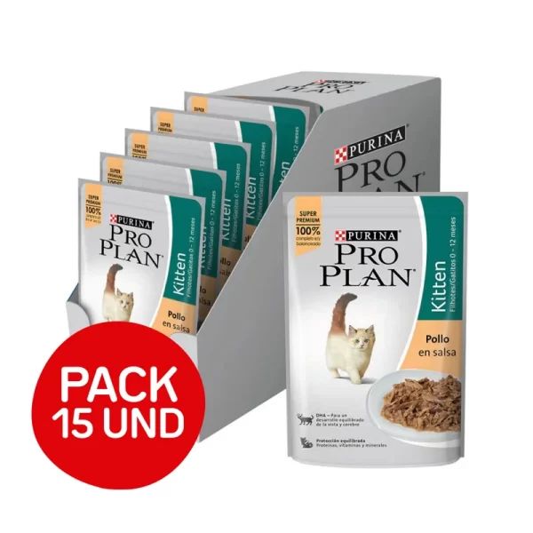 Pack Pro Plan pouch gato kitten 85 gr 15 und