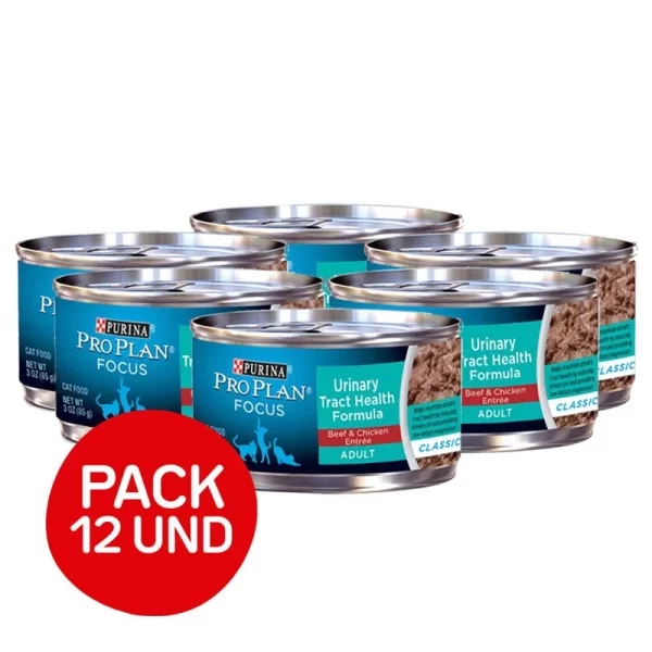 Pack Pro plan adult cat urinary beef & chicken entree 85gr 12und