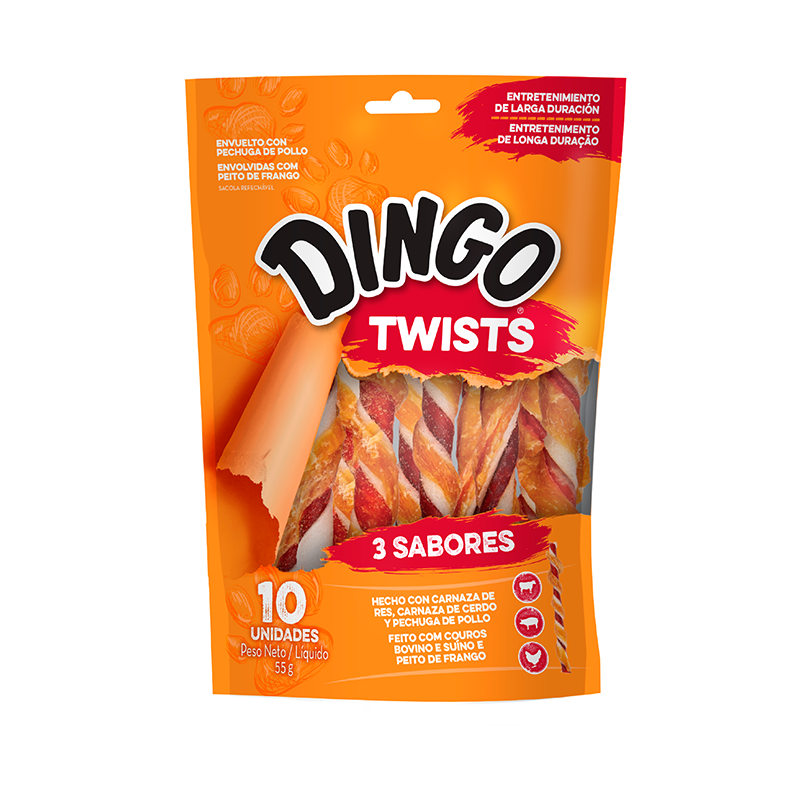 Dingo Snack Perro 3 Sabores Twists 10 Unidades