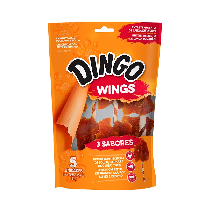 Dingo Snack Perro 3 Sabores Wings 5 Unidades