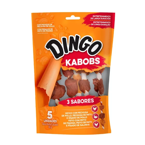 Dingo Snack para perro tres sabores Kabob 5 unidades
