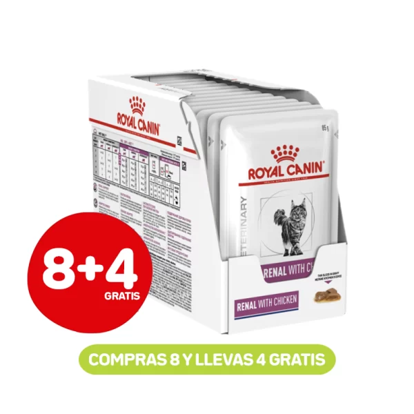 Pack 8+4 Royal Canin Pouch Renal Felino Pollo 85 Gr