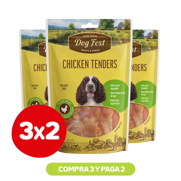 Pack 3x2 Dog Fest Snack Tiras de Pollo 90 gr