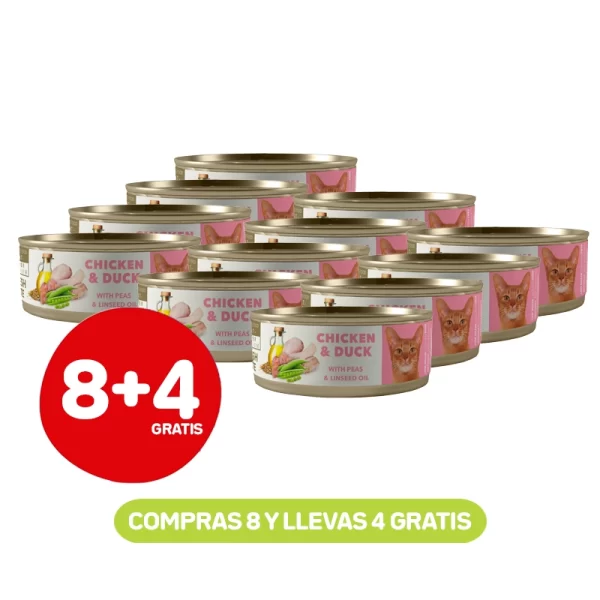 Pack 8+4 Latas Amity Gato Adulto Chicken And Duck 80 GR