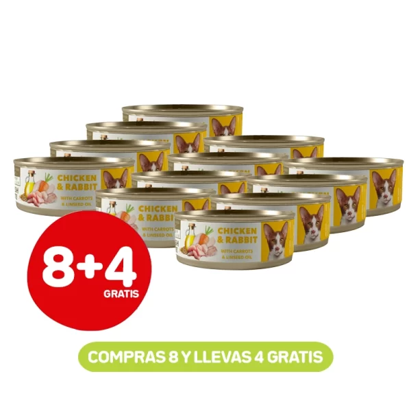 Pack 8+4 Latas Amity Gato Adulto Chicken And Rabbit 80 GR