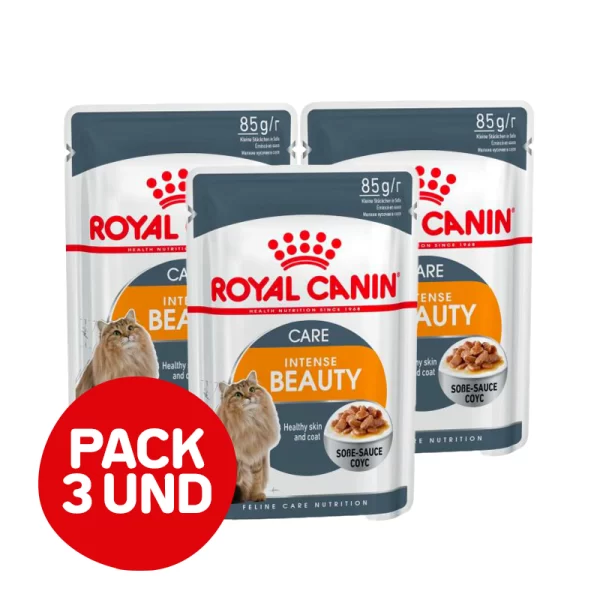 Pack 3 Unidades Royal Canin Intense Beauty Pouch Felino 85 Gr