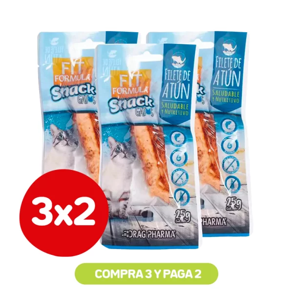 Pack 3x2 Fit Formula Snack Gatos Filete de Atun