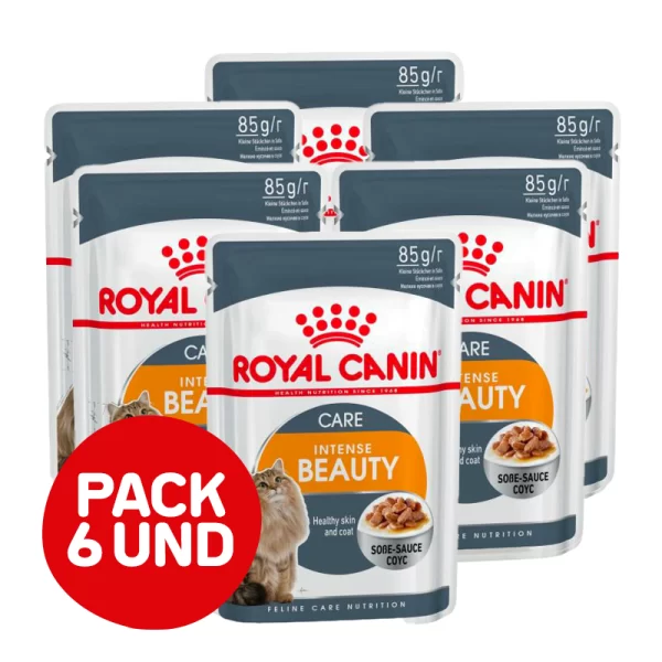 Pack 6 Unidades Royal Canin Intense Beauty Pouch Felino 85 Gr