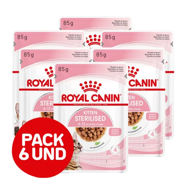 Pack Royal Canin Felino kitten sterilised pouch 85 gr 6 Unidades