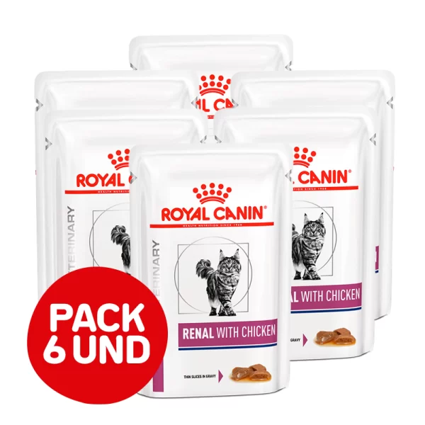 Pack Royal Canin Felino renal chicken Pouch gato 85 gr 6 Unidades