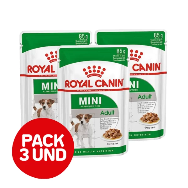 Pack Royal Canin mini adulto Pouch perro 85 gr 3 Unidades