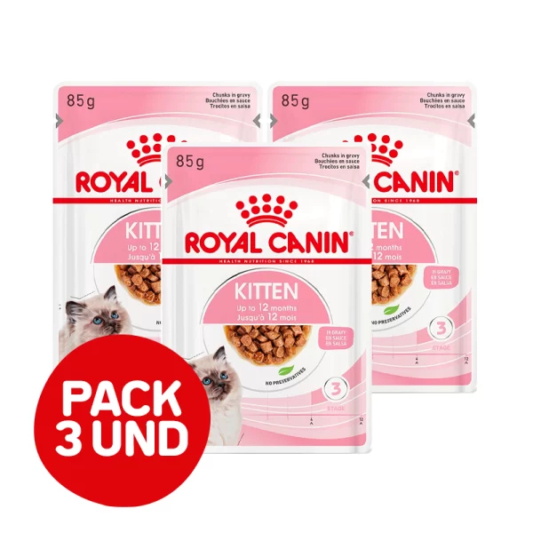 Pack de 3 Unidades Royal Canin Pouch Felino Kitten 85 Gr