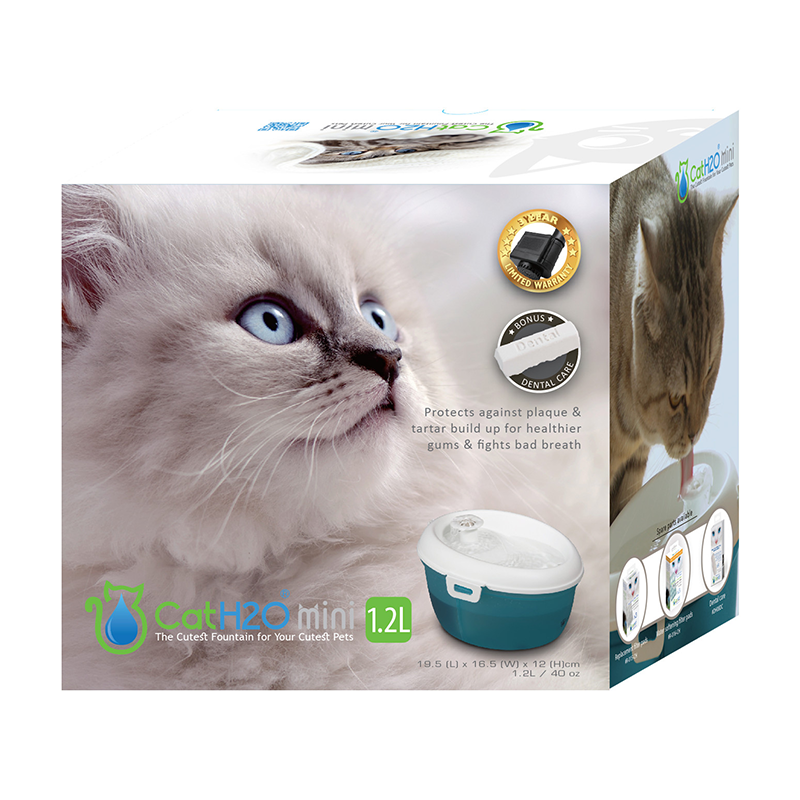 CatH2O Fuente de Agua Gato Mini 1.2 L Azul