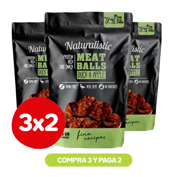 Pack 3x2 Naturalistic Meat Balls Duck & Apple 100 Gr