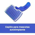 Cepillo Para Mascotas con Eliminador de Pelos Azul