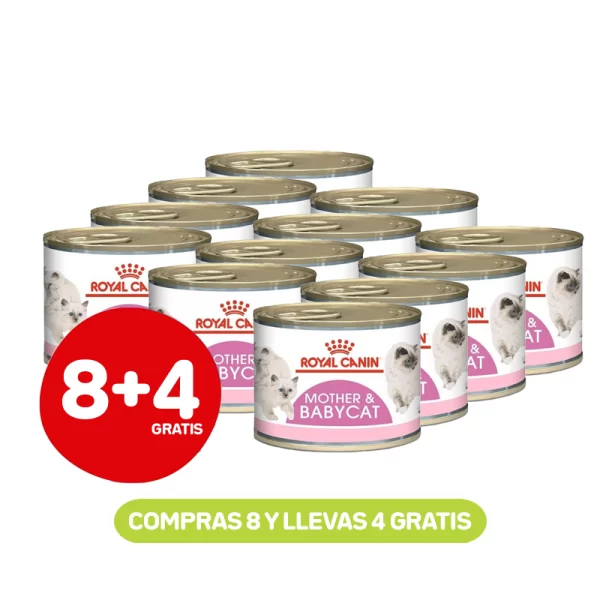 Pack 8+4 Royal Canin Mother & Babycat Gato Lata 145 GRS