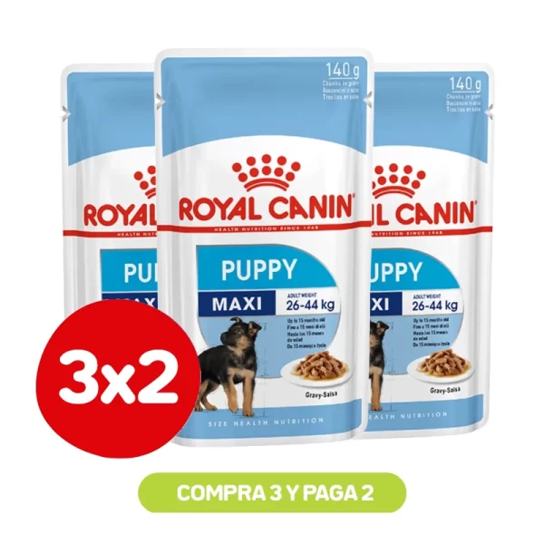 Pack 3x2 Royal Canin Maxi Puppy Pouch 140 Gr