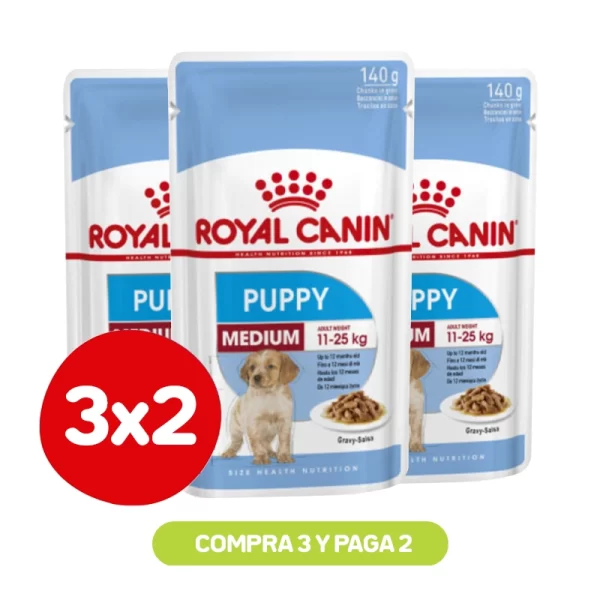 Pack 3x2 Royal Canin Medium Puppy Pouch 140 Gr