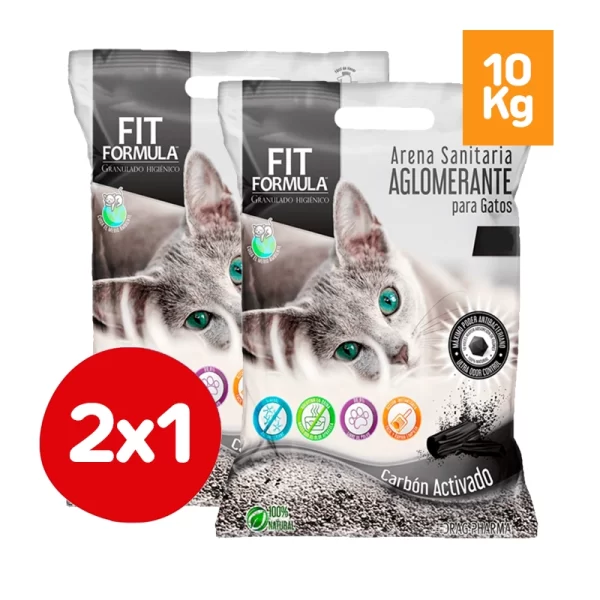 Pack 2x1 Fit Formula Arena aglutinante Carbón Activado 10 Kg