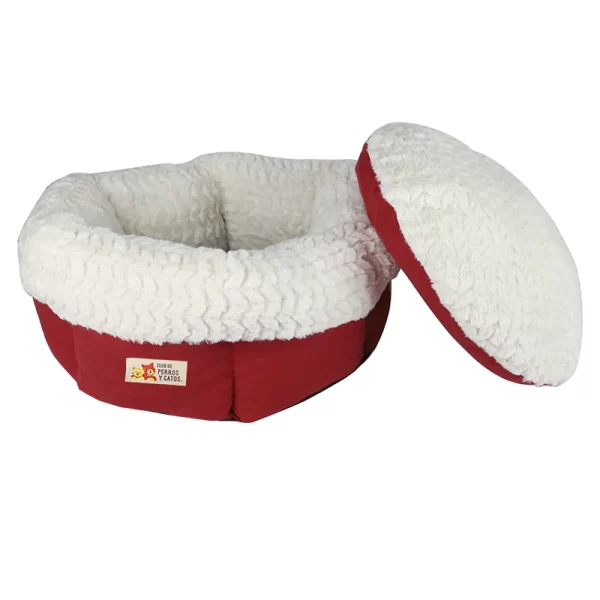 Cama Para Mascota Circular Diseño Spongy Roja - S/M