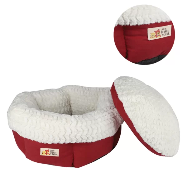 Cama Para Mascota Circular Diseño Spongy Roja - S/M