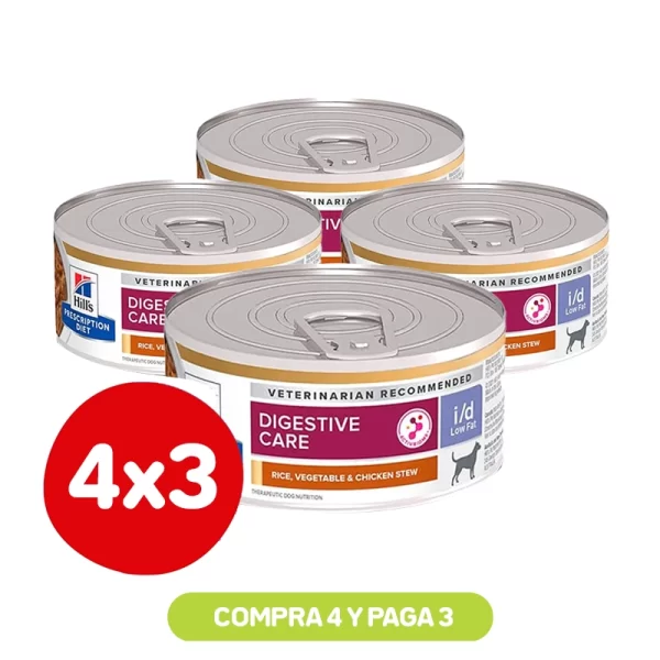 Pack 4x3 Hill's Lata I/D Canino Low Fat 156 Gr