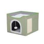 Casa Para Gato Con Descanso Y Rasguñador- Verde