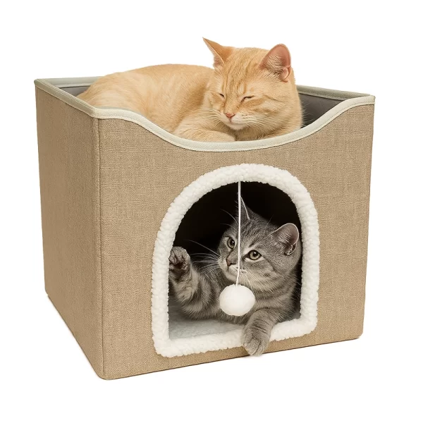 Casa Para Gato Con Descanso Y Rasguñador