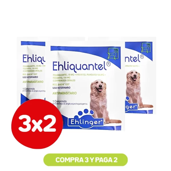 Pack 3x2 Ehliquantel Antiparasitario para Perros