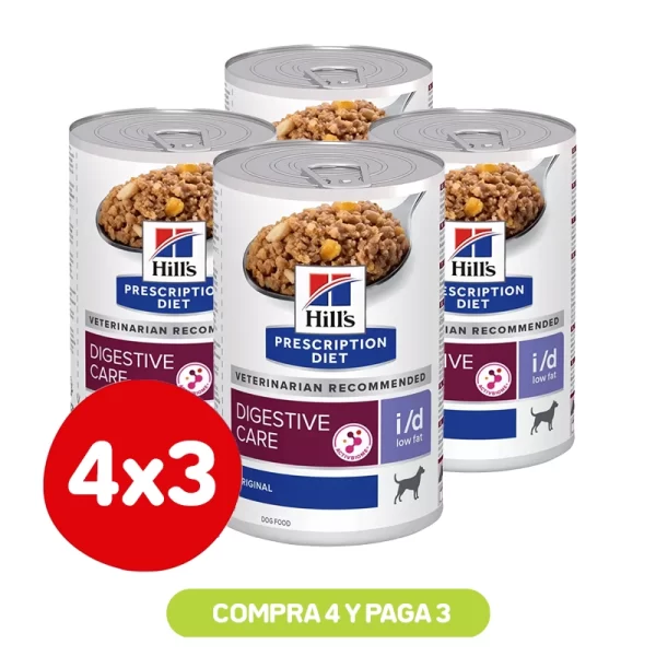 Pack 4x3 Hill's Lata I/D Canino Low Fat 370 Gr