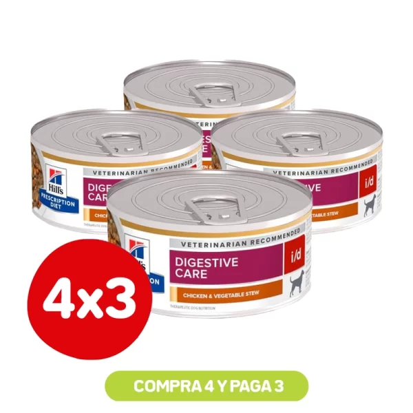 Pack 4x3 Hill's Lata I/D Gastrointestinal Canino 156 Gr