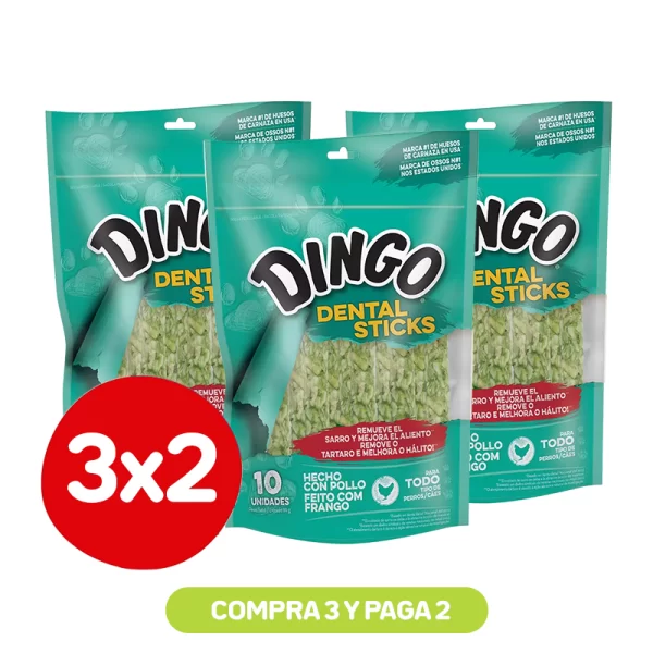 Pack 3x2 Dingo Dental Sticks 10 Unidades
