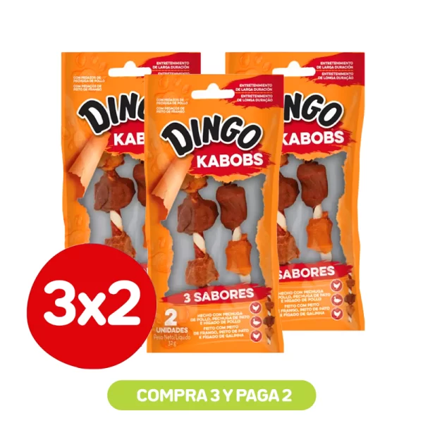 Pack 3x2 Dingo Snack Perro 3 Sabores Kabob 2 unidades
