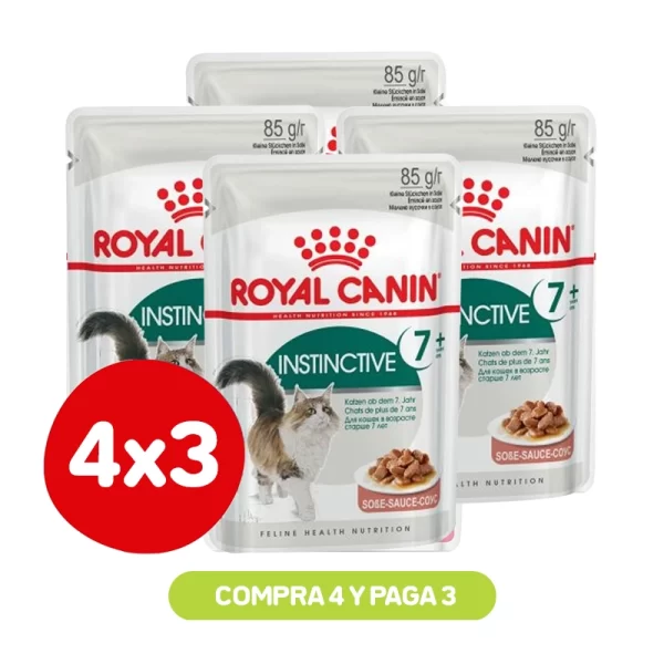 Pack 4x3 Royal Canin Adulto Instinctive Pouch Felino +7 85 Gr