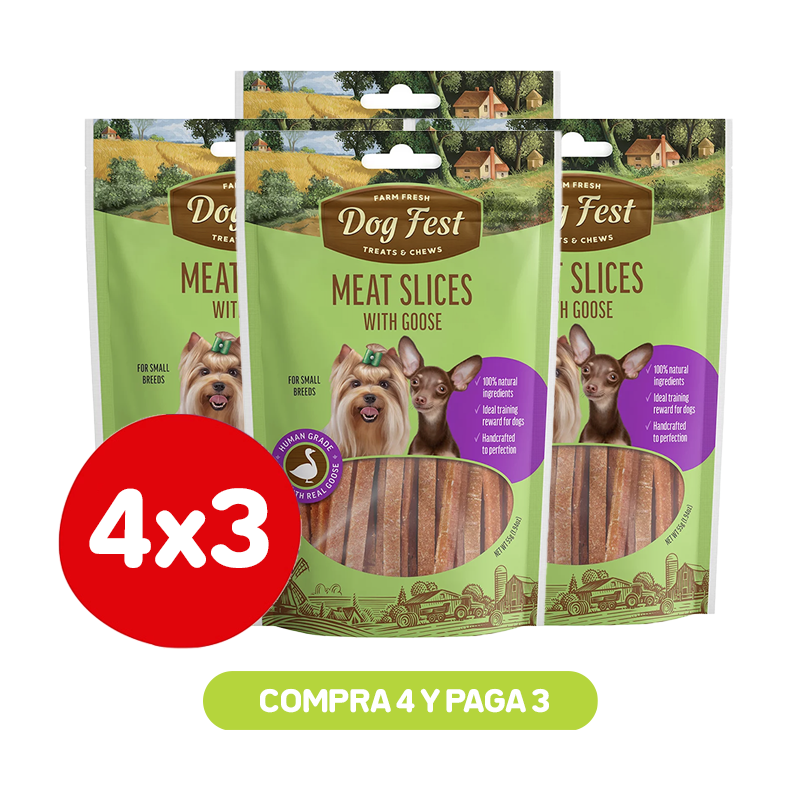 Pack 4x3 Dog Fest Laminas de Carne de Pato y Ganso 55 gr Pack 4x3 Dog Fest Laminas de Carne de Pato y Ganso 55 gr