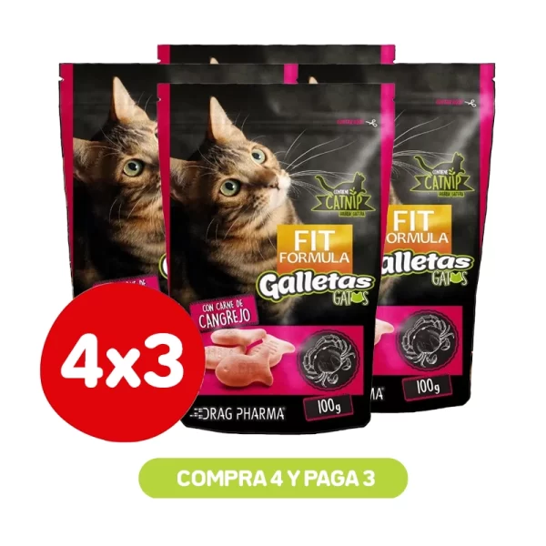 Pack 4x3 Fit Formula Galletas gato cangrejo