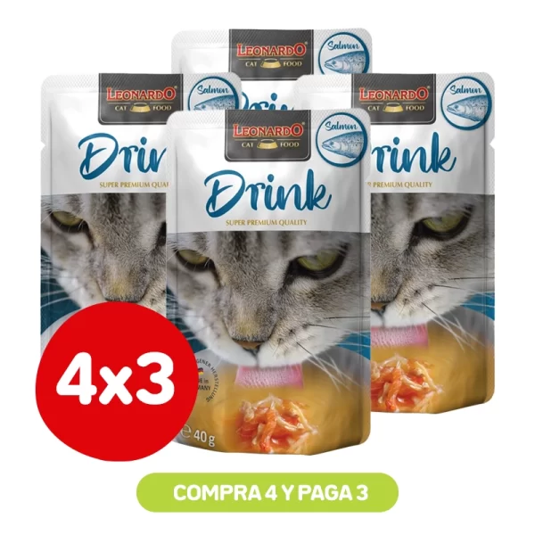 Pack 4x3 Leonardo Drink Mit Lachs Salmón 40 GR