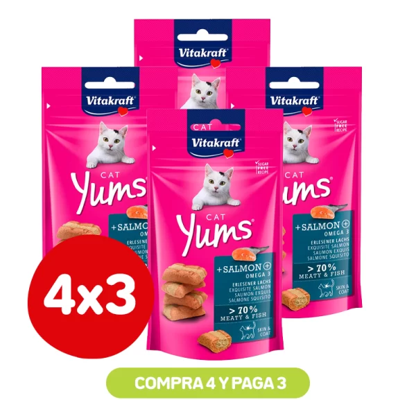Pack 4x3 Vitakraft Cat Yums Salmón 40 Gr