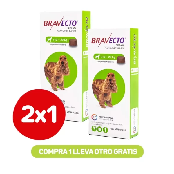 Pack 2x1 Bravecto 3M Perros 10 a 20 kg