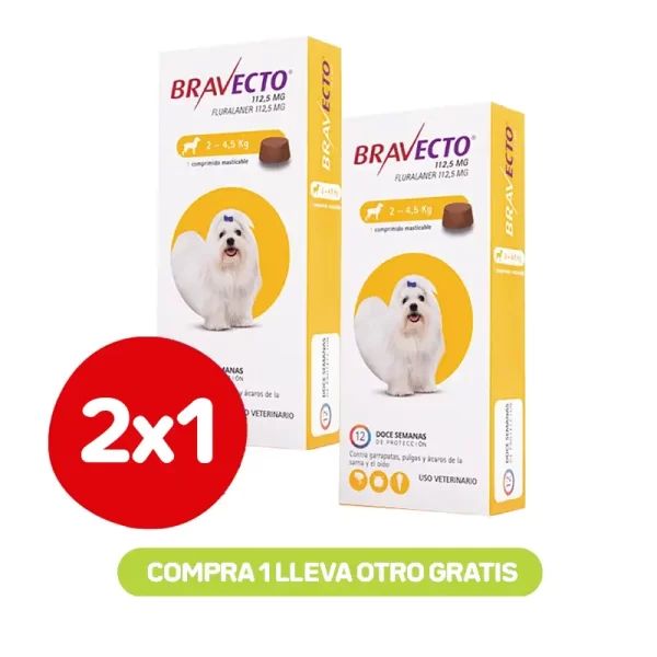 Pack 2x1 Bravecto 3M Perros 2 a 4,5 kg